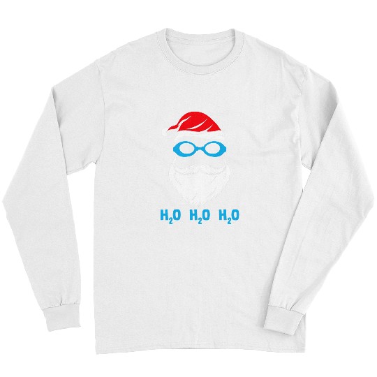 Swimming Pool H2o H2o H2o Santa Claus Swimming Santa Hat Swimming Lover Long Sleeves