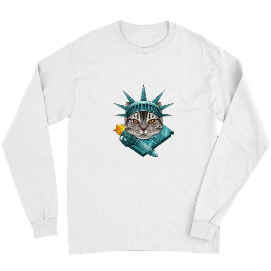Statue Of Liberty American Shorthair 4th Of July USA America Long Sleeves