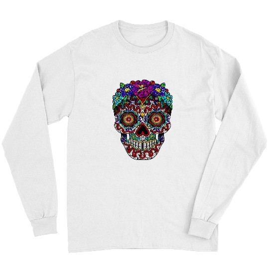 Skeletons Skulls Sugar Skull Calavera Mosaic Rome Celt Roman Greece Gothic Skull Long Sleeves