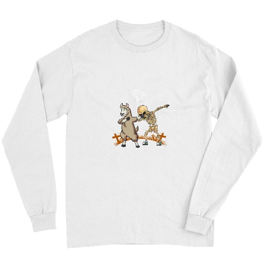 Skeletons Skulls Llama With Skeletons Dab Halloween for boy girl kid 29 Skull Long Sleeves