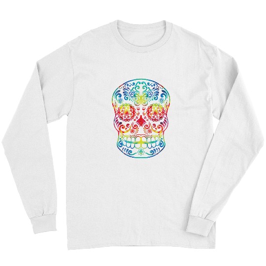 Skeletons Skulls Tie Dye Sugar Skull Calavera Day of the Deads Skull Long Sleeves