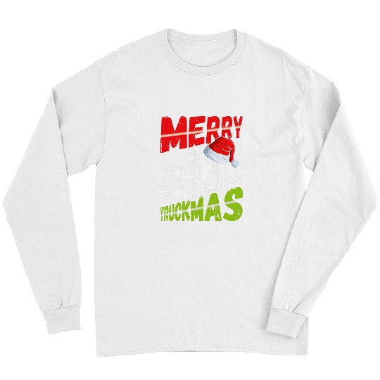 Christmas Semi Truck Funny Christmas Trucker Merry Truckmas 2 Long Sleeves