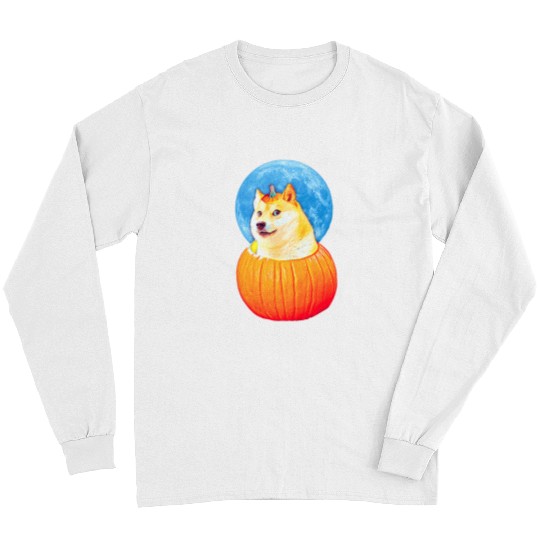 Dog Shiba Inu Halloween Dogecoin Cryptocurrency To the Moon Shiba Inu Meme 371 Long Sleeves