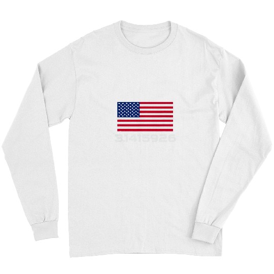 Pi Day 31415926 American flag for teachers or student Long Sleeves