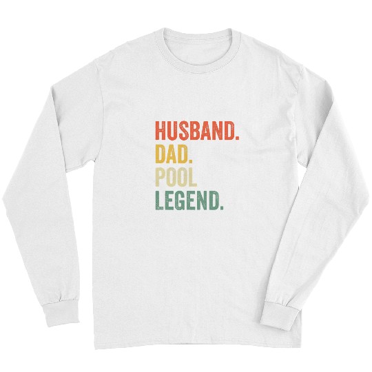 Mens Billiards Funny Husband Dad Pool Player Legend Vintage Long Sleeves