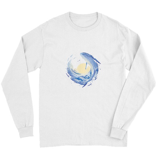 Whales Whales Ocean Blue Whale Retro Sunset Long Sleeves