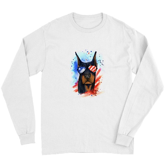 Dog Doberman Patriotic DobermanAmerican Flag Doberman Pinscher Print 454 paws Long Sleeves