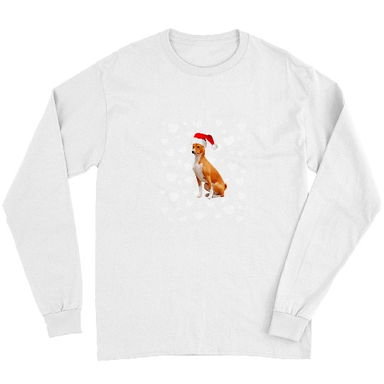 Dog Basenji Christmas Basenji xmass Santa Hat Holidays Dog Mom Dad Hearts 91 Long Sleeves