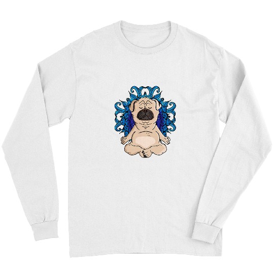 Zen Buddhism Meditation Dog Lover Women Yoga Pug Long Sleeves