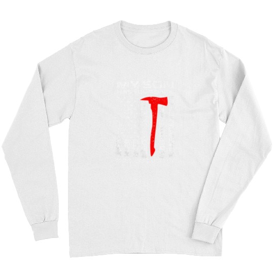 Fireman Firefighter My Son Has Your Back Proud Firefighter Mom Mothers Day Gift 137 Firemen Long Sleeves