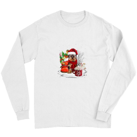 Yorkshire Terrier Christmas Santa Hat Eggnog Boots Xmas142 Yorkie Long Sleeves