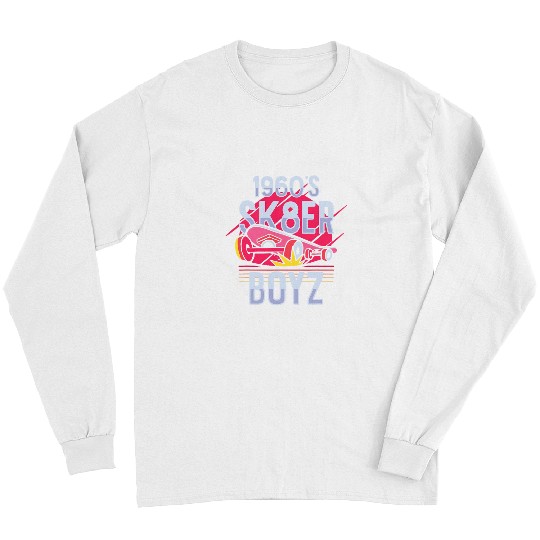 Surf Life Skateboard Retro 60s Board Wheels Surf Skateboarding Skater Long Sleeves