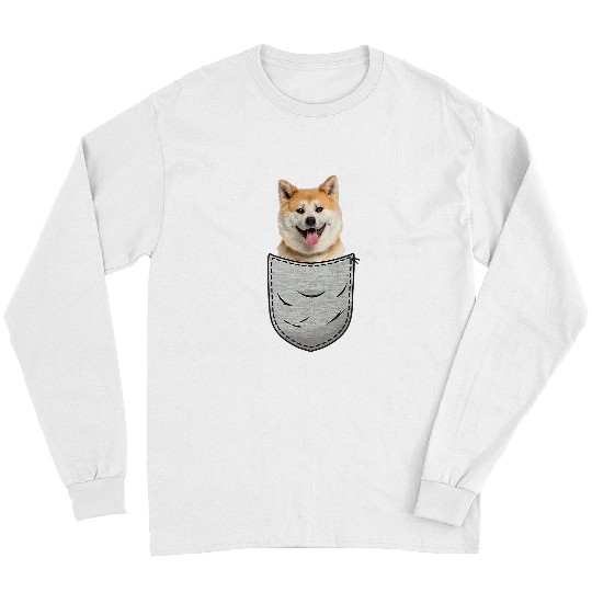 Dog Akita Cute Akita Inu Ken Japanese Chest Pocket Dog Owner Long Sleeves