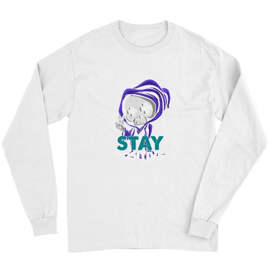 Skeletons Skulls Stay Positive Skeletons Enthusiast Bones Goth Punk 204 Skull Long Sleeves