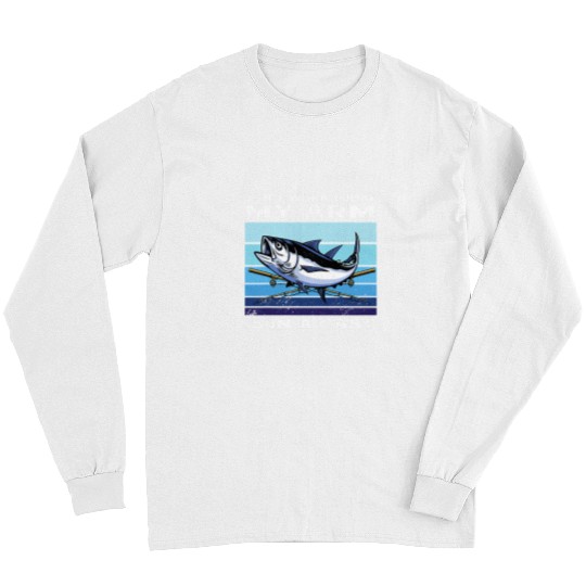 Fishing Mens Tuna Fishing My Arm Is In Cast Retro Tuna Fish Fisher Long Sleeves