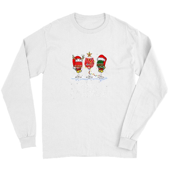 Merry Christmas Spirits Glasses Of Wines xmass Holidays Party153 Long Sleeves