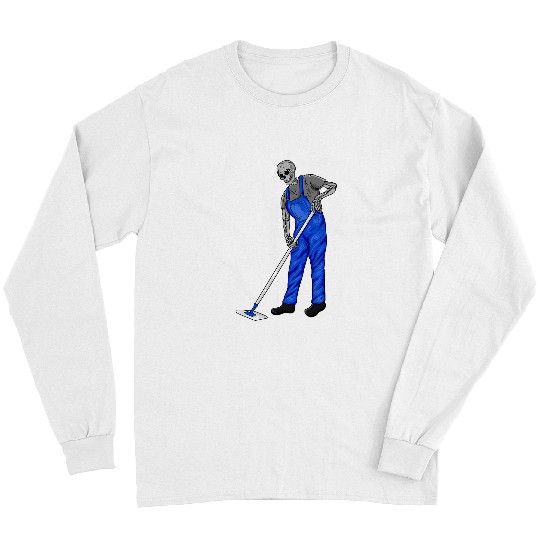bests Custodian Janitor Skull Housekeeper Cleaner Skeletons Long Sleeves