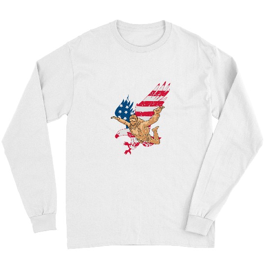 Patriotic Skydiver US American Flag Freedom Skydiving Eagle Long Sleeves