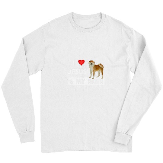 Christian I Love Jesus and My Akita Dog Mom Dad Pet Parent Christian 3 Christ Long Sleeves