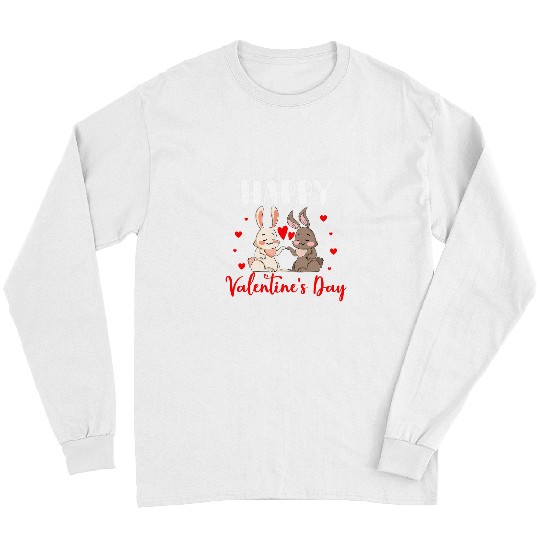 Rabbits Happy Valentines Day Couple Rabbits Funny Animal Lover Long Sleeves