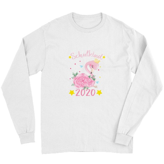 Pink Flamingo Schulkind Tropical Pink Flamingo Girl First Day of School Flamingos Long Sleeves