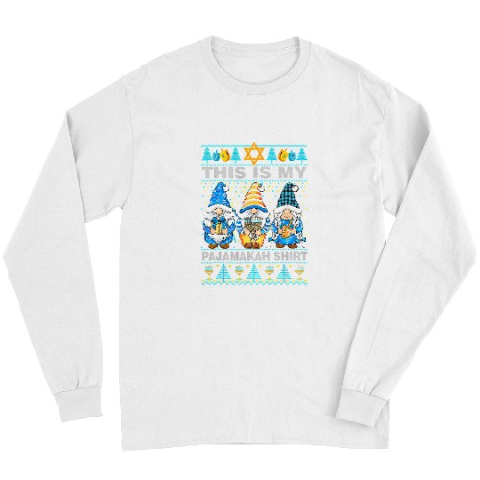Three Gnome Hanukkah This Is My Pajamakah Boys Girls1237 Long Sleeves