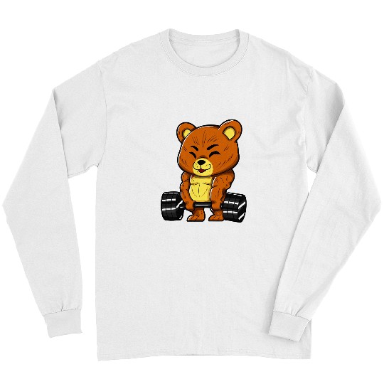 Funny Bear Bodybuilder Bodybuilding Muscle Gym Weightlifting Cute Bears Long Sleeves