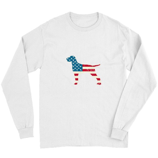 Dog Vizsla 4th of July Men Women USA American Flag Dog Lover Long Sleeves