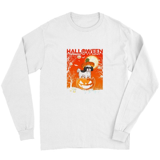Pumpkin Costume Girls Women Shih Tzu Dog Halloween Party Long Sleeves