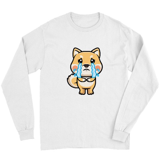 Dog Shiba Inu Emoticon Sad Crying 183 Long Sleeves
