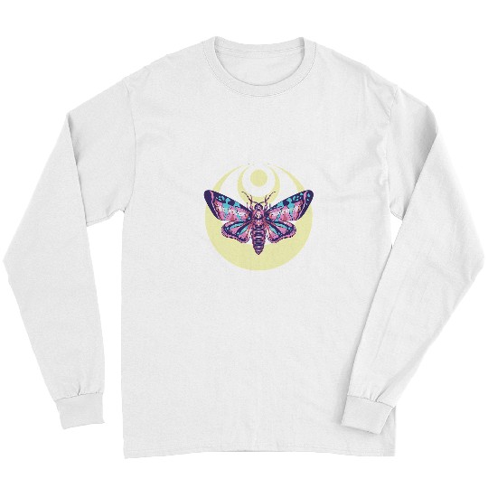 Moth And Crescent Moon Witchy Pastel Goth Witchy Celestial 24 Long Sleeves