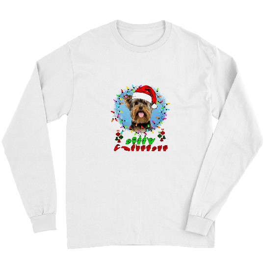 Yorkshire Terrier Merry Christmas Hands Sign Language Santa Yorkshire Terrier124 Yorkie Long Sleeves