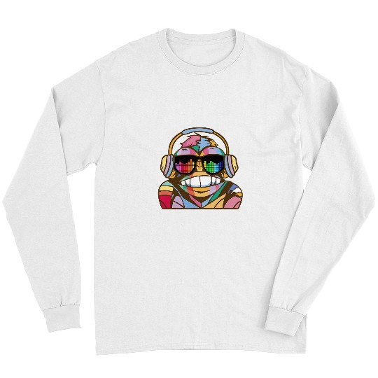Techno Monkey Rave DJ Music Electro Festival Hardstyle House Long Sleeves