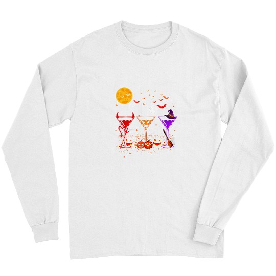 Three Glasses Of Cocktails Funny Halloween Costume Cocktail 154 Long Sleeves