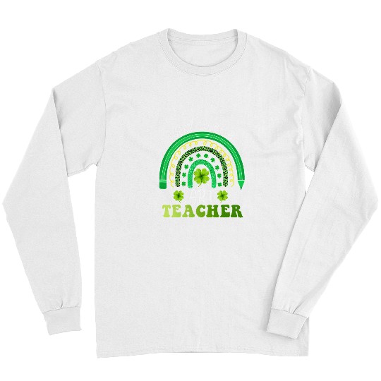 Teacher Job Lucky To Be A Art Teacher Irish Clovers For St Patricks Day Long Sleeves