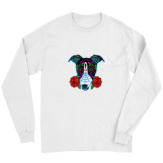 Skeletons Skulls Greyhound Sugar Skull Dia de Los Muertos Day of The Deads Skull Long Sleeves