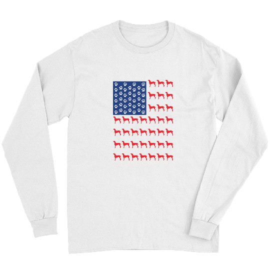Dog Vizsla American Flag 4th Of July Long Sleeves