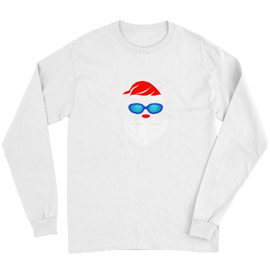 Swimming Pool H2o H2o H2o Santa Claus Swimming Santa Hat Swimming Lover 1 Long Sleeves