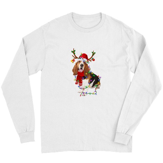 Dog Basset Hound Funny Basset Hound Dog Tree Christmas Lights xmass Pajama 323 Long Sleeves