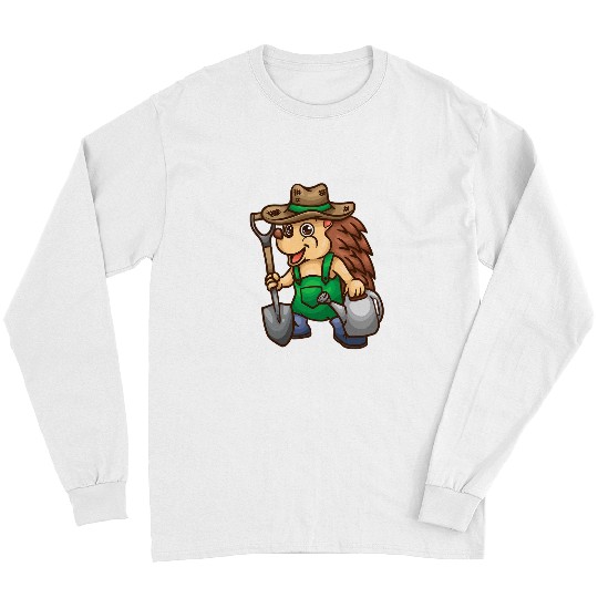 Cute Hedgehog Gardener Florist Landscaper Funny Gardening Long Sleeves