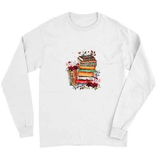 Reading Book Floral Librarian Book Wildflower Bookworm Book Lovers Reader Long Sleeves