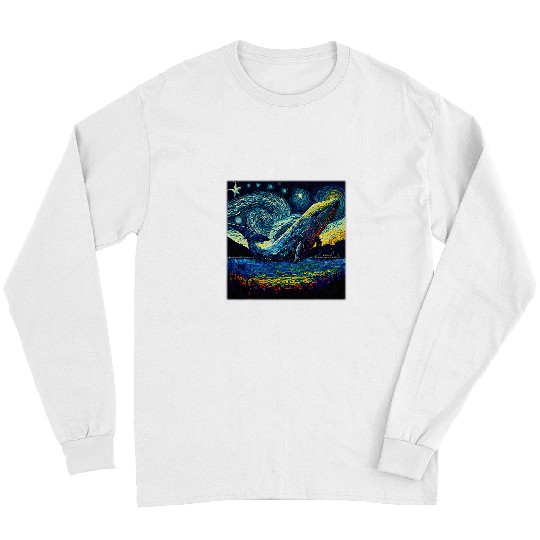 Whales Surrealism Starry Night Whale Long Sleeves