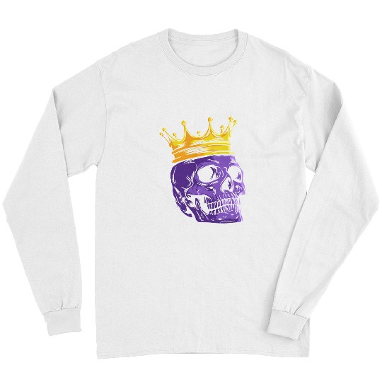 Skeletons Skulls King Skull Death Head with Crown Tattoo Art Gothic Skeletons 19 Skull Long Sleeves