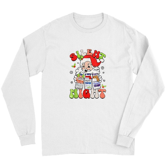 Retro Silent Night ICU nurses Christmas Intensive Care Unit Long Sleeves