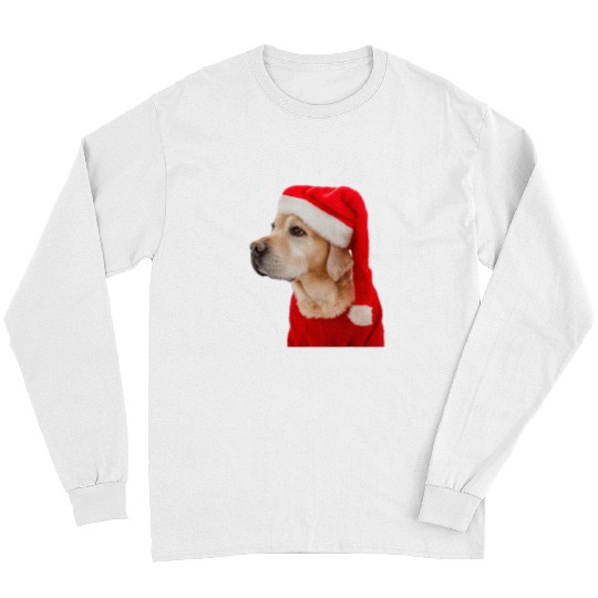 Labrador Lab Dog Funny Yellow Lab Christmas Santa Hat Dog Labrador Retriever Long Sleeves