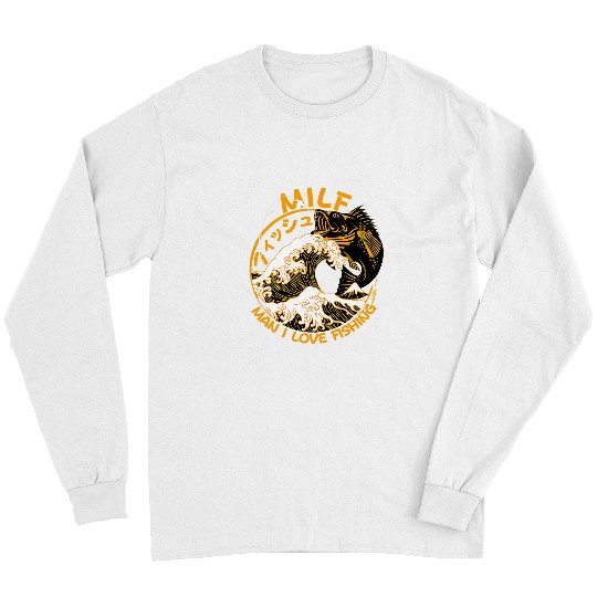 Fishing MILF Man I Love Fishing Angling Black and Gold Fisher Long Sleeves