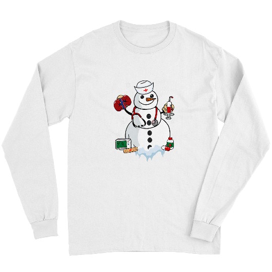 Dialysis nurses Snowman Holding Stethoscope Kidneys Christmas Long Sleeves