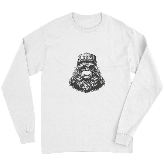 Bigfoot Unreal Funny Sasquatch Disguise Trucker Hat Shades Long Sleeves