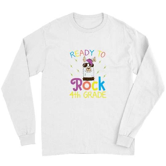 Llama Student Ready To Rock 4th Grade First Day Of School Long Sleeves