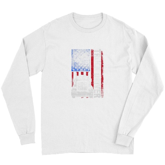 American Flag Semi Truck Driver 18 Wheeler Patriotic Trucker 3 Long Sleeves
